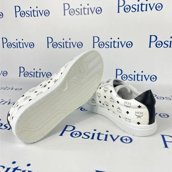 MCM Terrain Derby Visetos White Leather Low Top Sneakers US 11 EU 44 - Picture 5 of 8